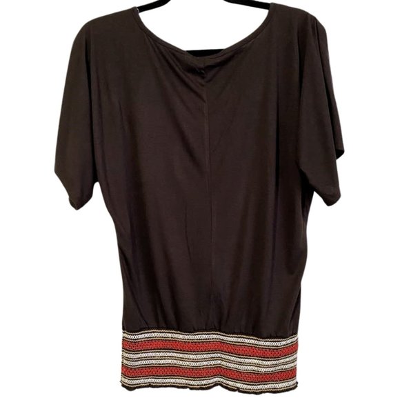 VINTAGE INSPIRED Y2K WEAVERS Brown Top Colorful Striped Smocked Drop Waist Med - Picture 4 of 8